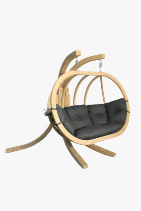 Massiver Fichtenholz Schaukelstuhl Garten Graphitfarben